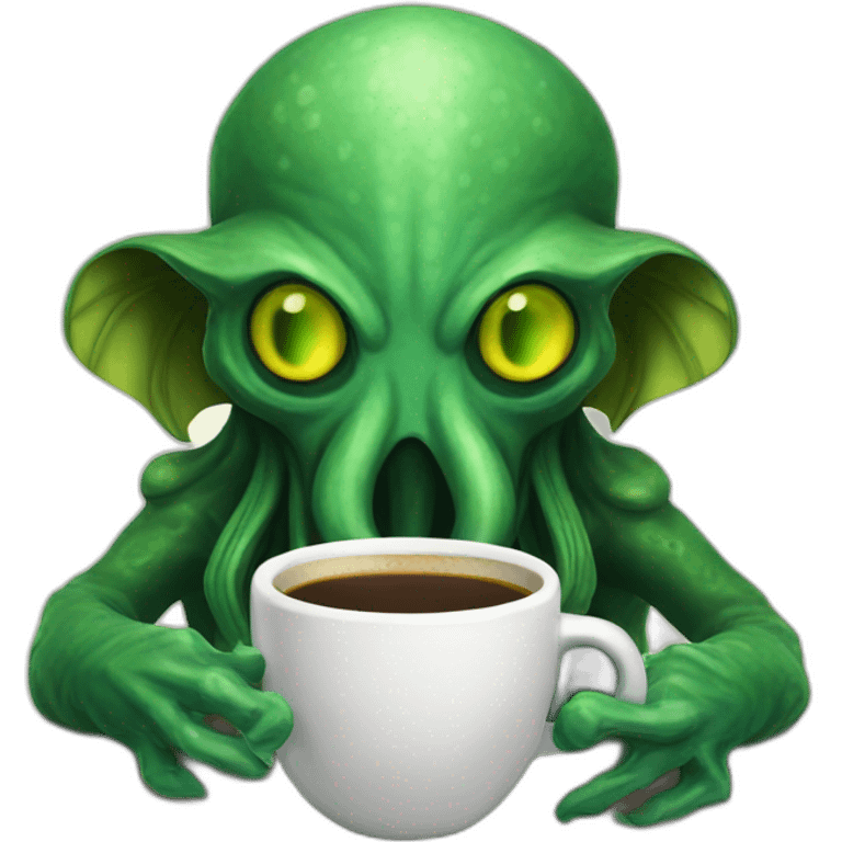 cthulhu drinking coffee emoji