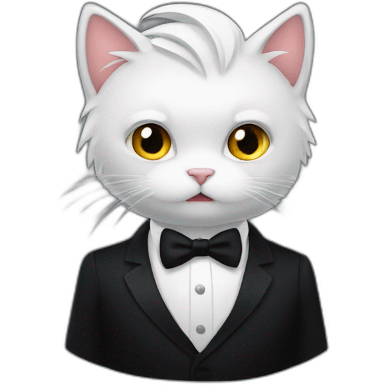 cat horror black tie white hair emoji