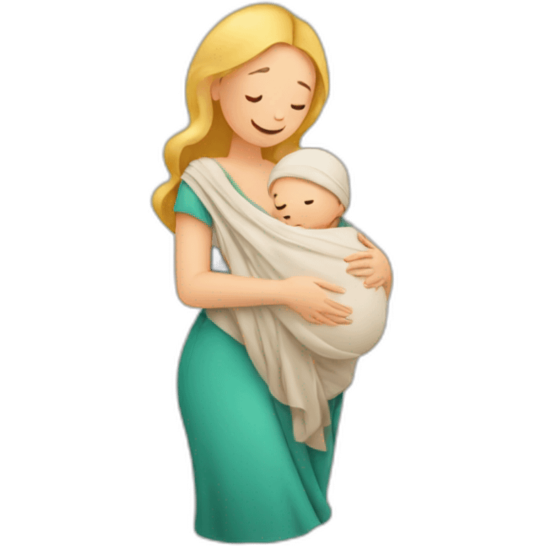 European pregnancy Babywearing mom with baby and wrap emoji