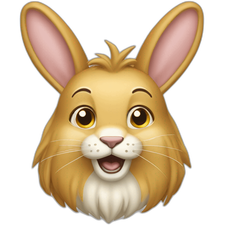 un lapin tete de lion qui cour emoji