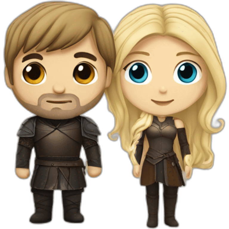 black haired woman and blond-haired jaime lannister from game of thrones, cute couple emoji