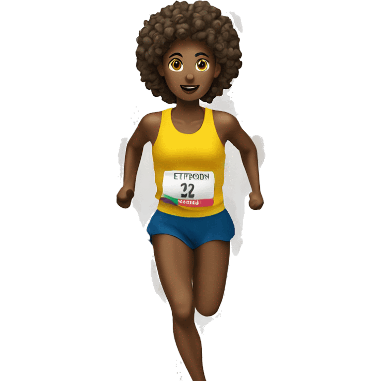 Ethiopian woman runner with curly hair emoji