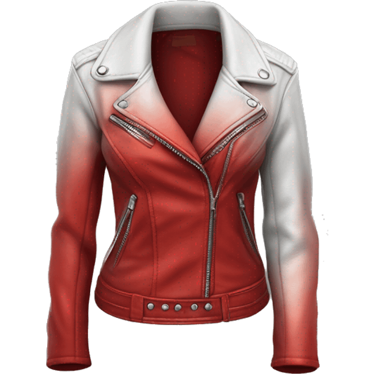 Hyper Realistic isolated open red ombre feminine fashion leather jacket. emoji