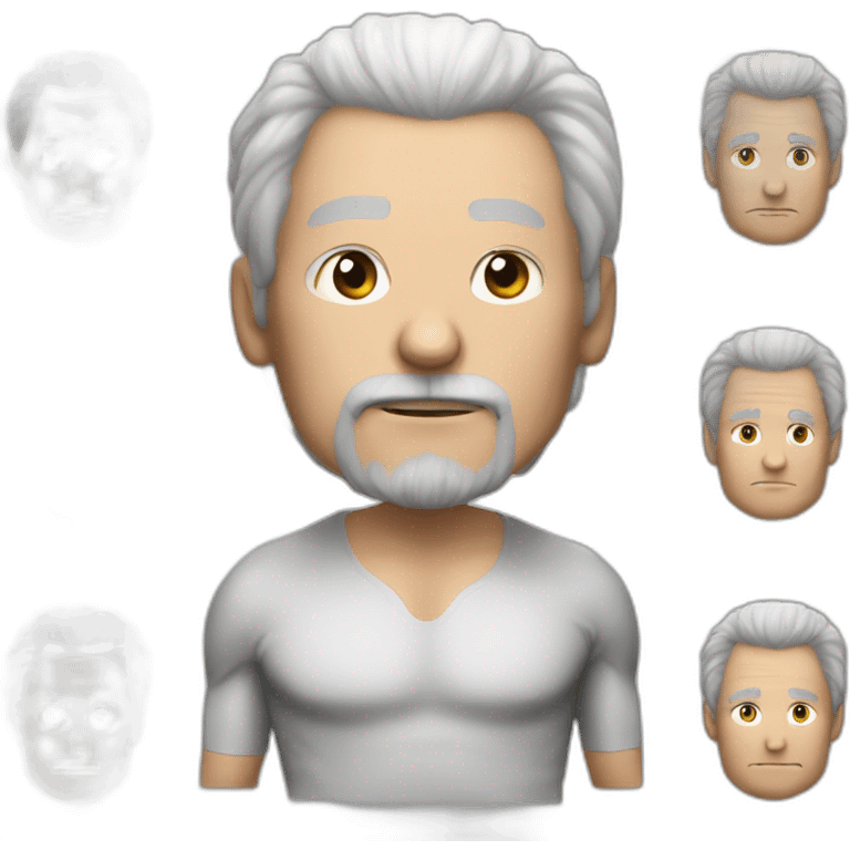 60 years old man full of hairs in very good shape dressed in MMA fighter emoji