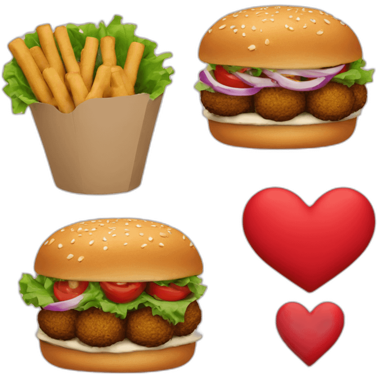 Falafel burger and a red heart emoji