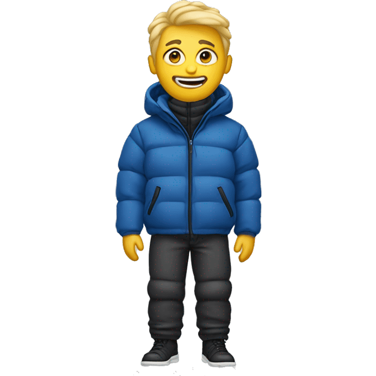 Blonde man wearing a puffer jacket and puffer pants emoji