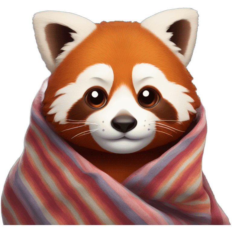 Red panda snuggling in blanket emoji