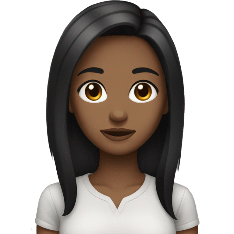 Black haired girl with skin brown eyes black shirt  emoji