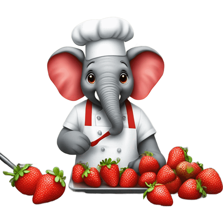 A strawberry elephant chef cooking emoji