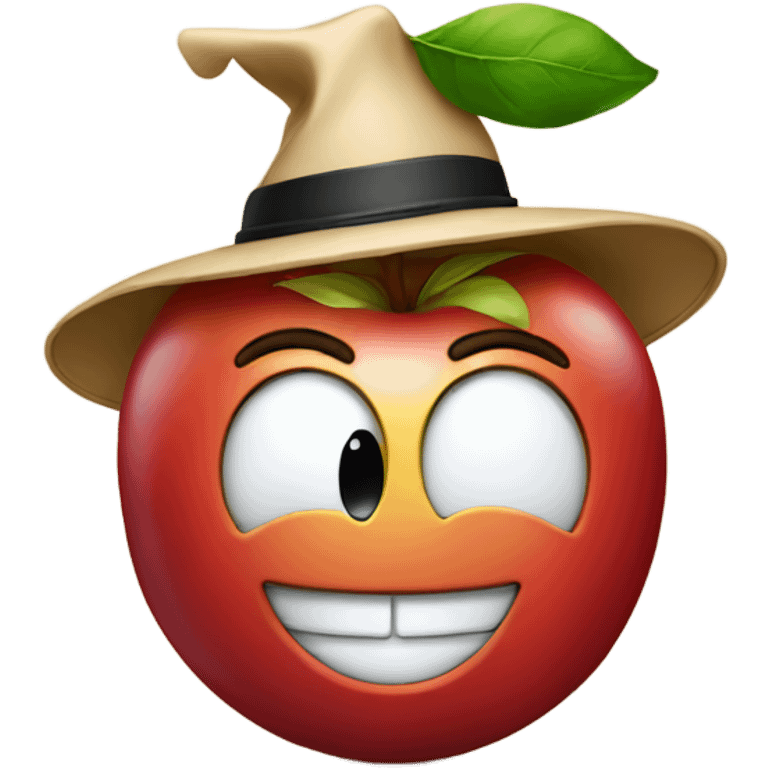 apple emoji smiling with hat on emoji