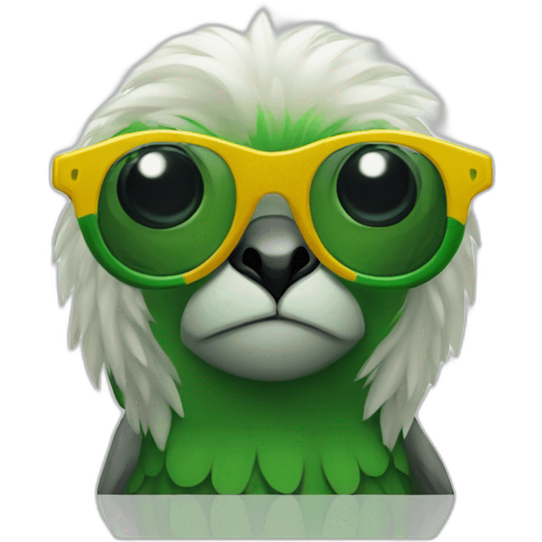 Loro verde con lentes negros de sol emoji