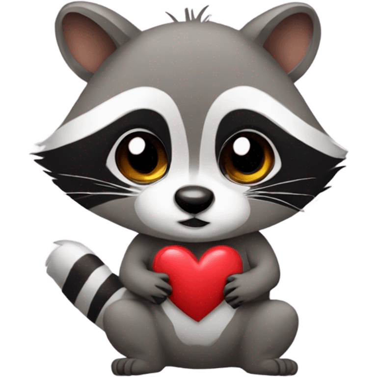 Raccoon with heart emoji