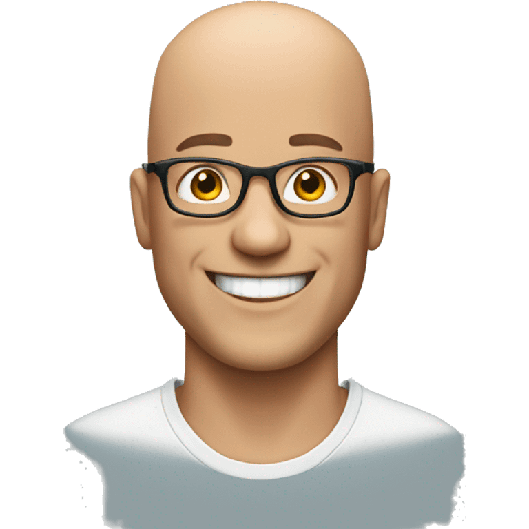 Happy Bald man with glasses   emoji