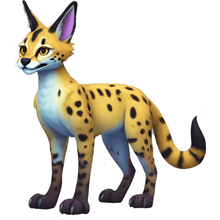 Epic Colorful Sergal-Serval-Vernid full body emoji