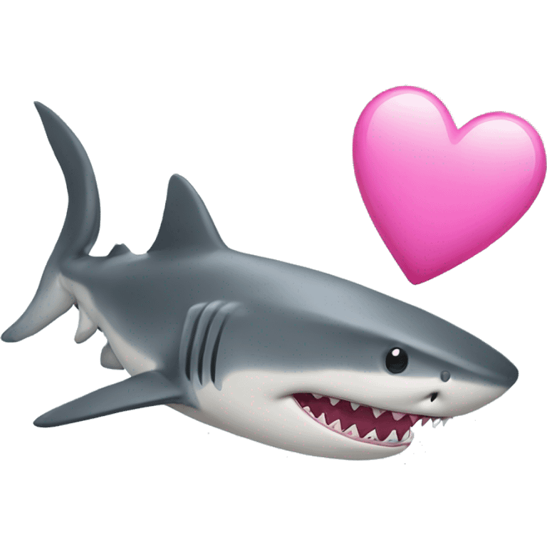 a shark with a pink heart emoji