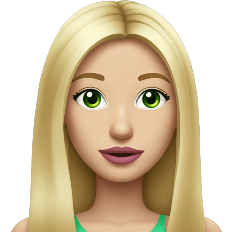 Beautiful Blonde Long straight hair girl with green eyes & big pink lips & small nose & perfect face shake  emoji