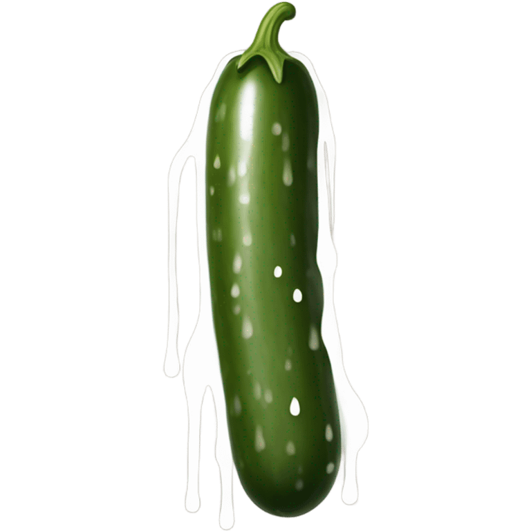 Dark brown long cucumber with white paint dripping emoji