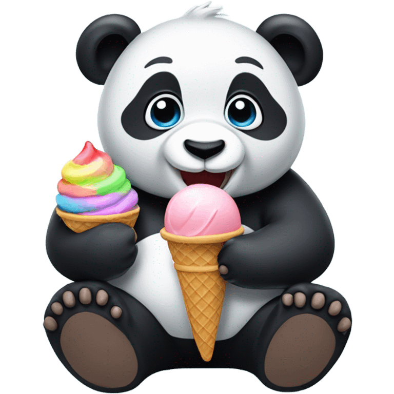 Panda eating ice cream emoji