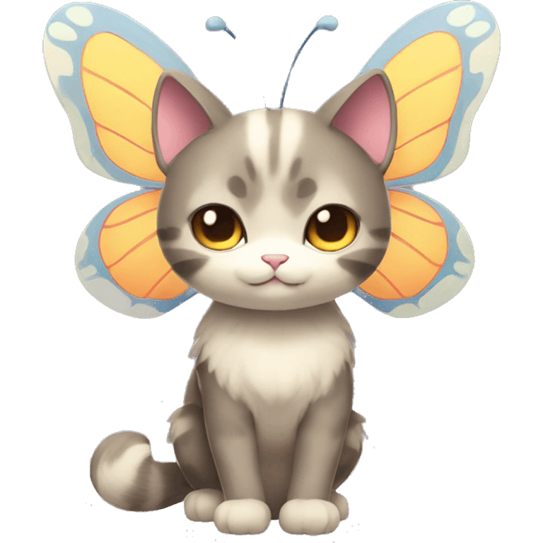 Kawaii Butterfly-Cat-Pokémon-Fakémon Full Body emoji