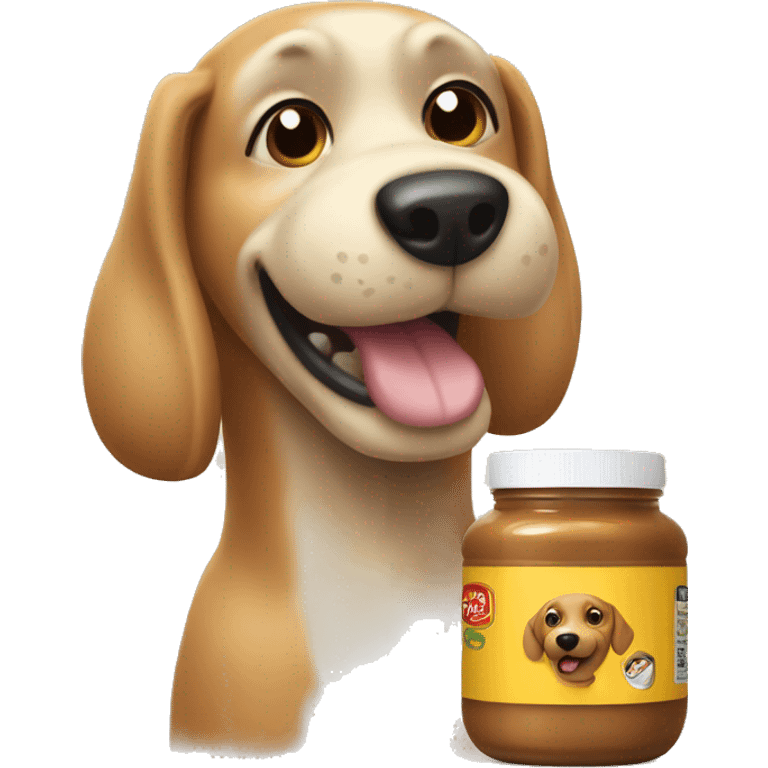 Dog with a peanut butter jar next to it emoji