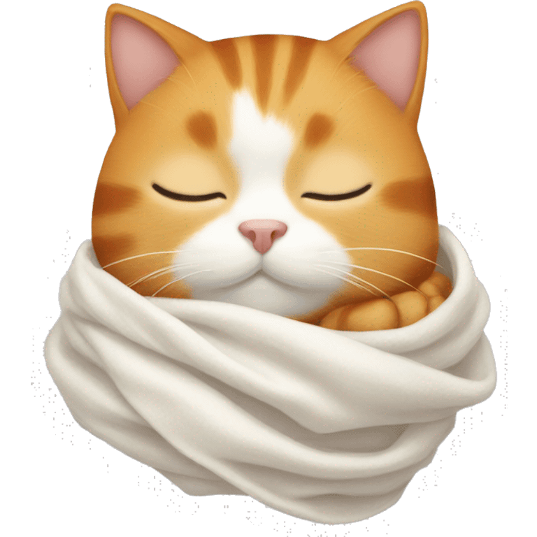 ginger cat sleeping with white scarf  emoji