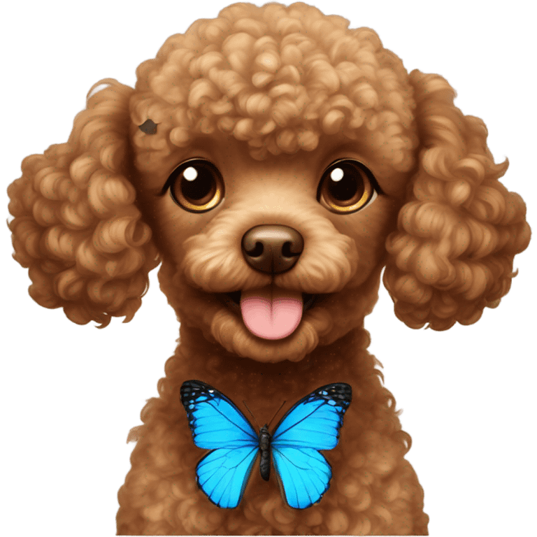 Brown Toy poodle with blue butterfly  emoji