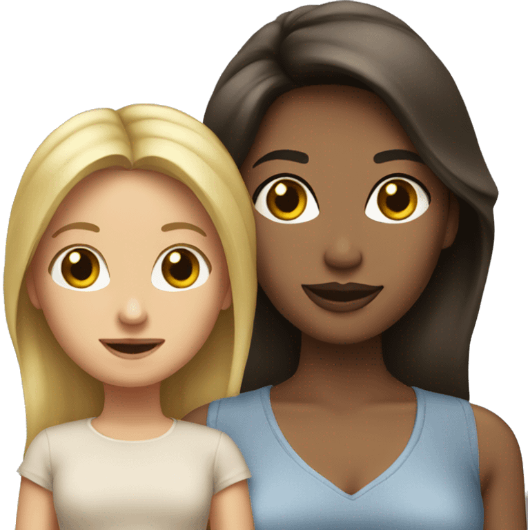 Blonde Mother brunette daughter emoji