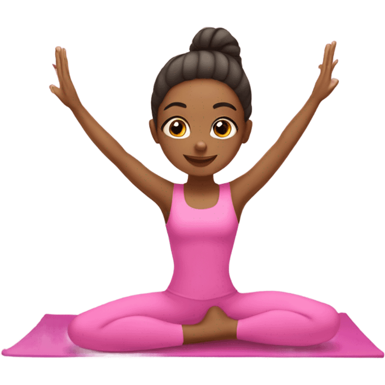 Cute girl doing pilates in pink, pilates princesa emoji