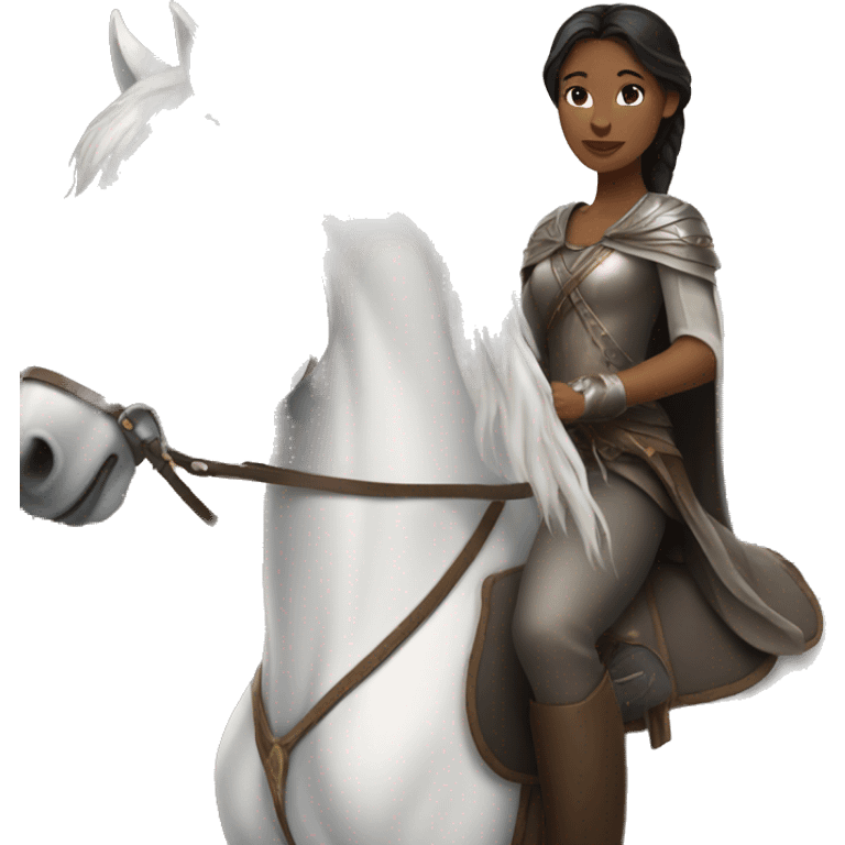 Dark haired princess riding a white horse emoji