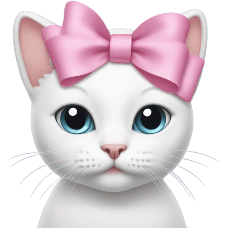 White cat with a pink bow on the head emoji