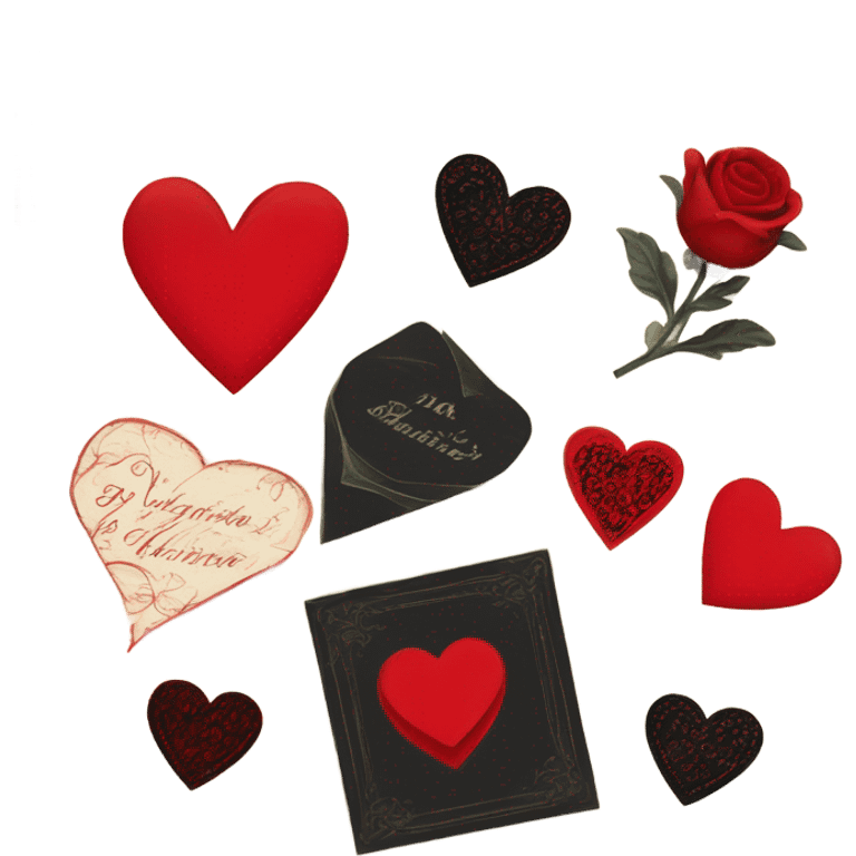 vintage valentine’s day card black red emoji