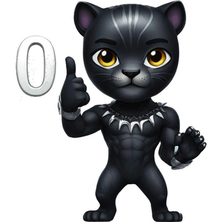 A black panther holding a phone with the number 0 in its paws emoji