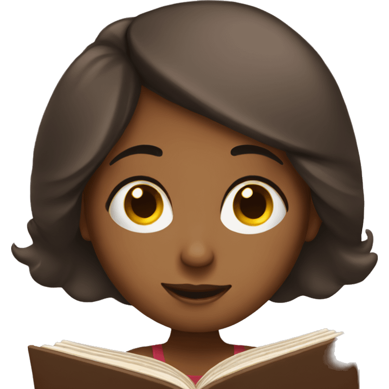 brown girl reading a book emoji