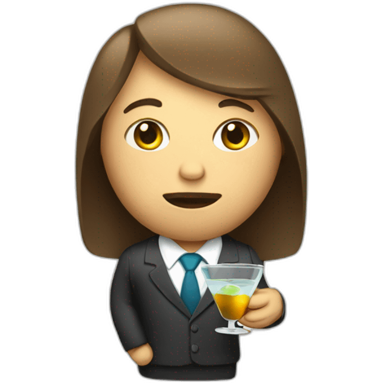 A tired corporate employee holding a martini emoji