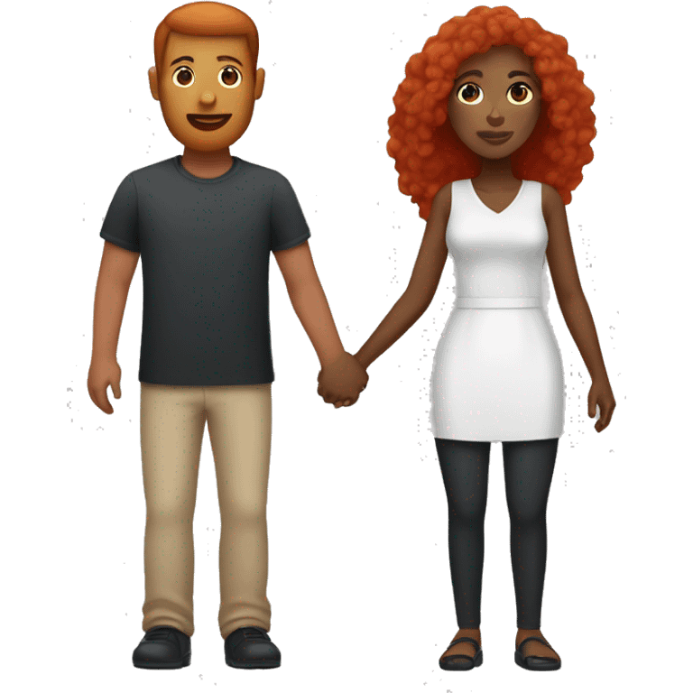 red head man and black woman holding hands emoji