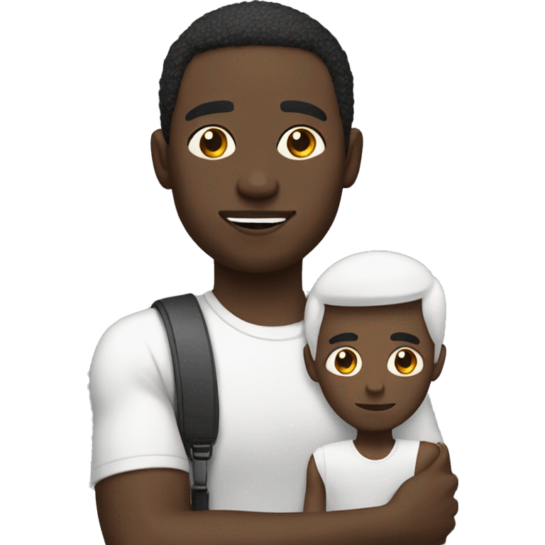 black man with a tiny skiny white man sitting on his shoulder emoji