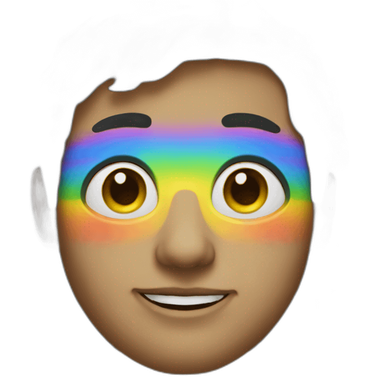 an artist with a rainbow face emoji