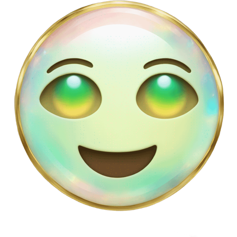 opal gemstone smiling face with gold border emoji