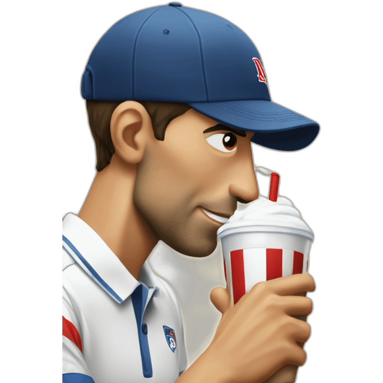 Novak Djokovic drinking a milkshake emoji