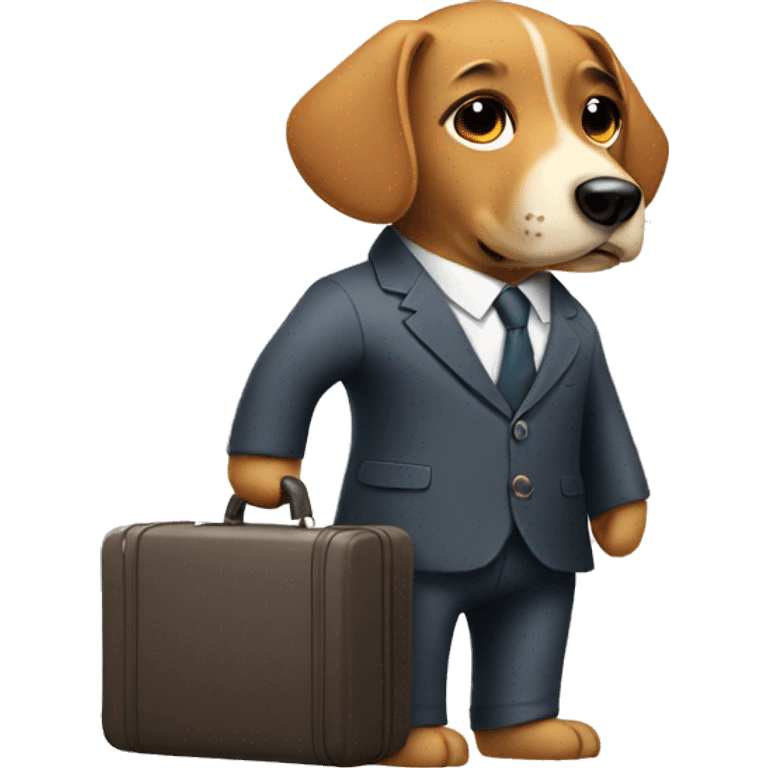 Dog wearing a suit and carrying a suitcase emoji