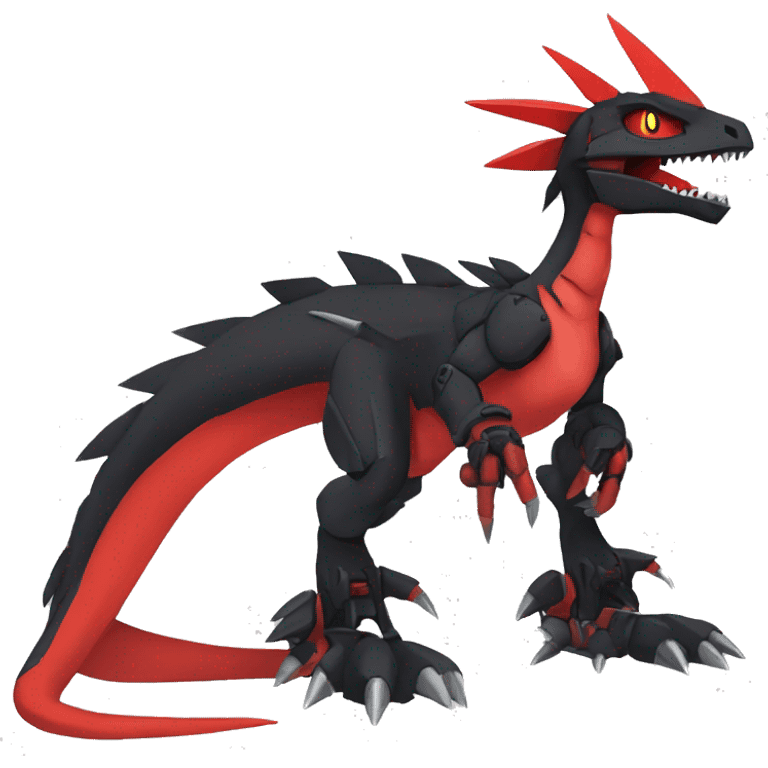  Cool Edgy Black Red Digimon-Fakemon-Guilmon-Velociraptor-Dragon-Mecha full body emoji