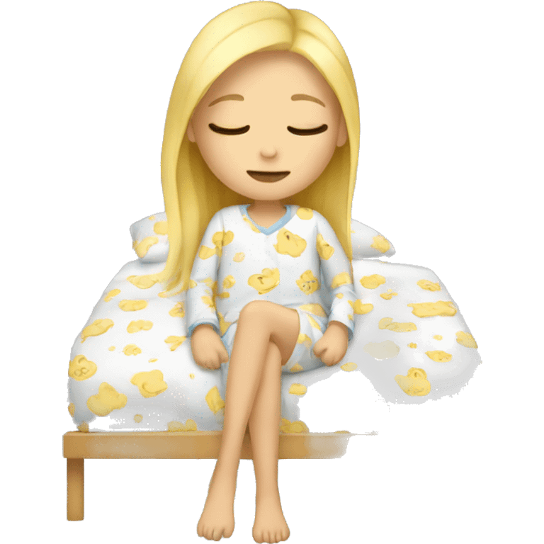 Blond Girl sleeping with pajamas  emoji