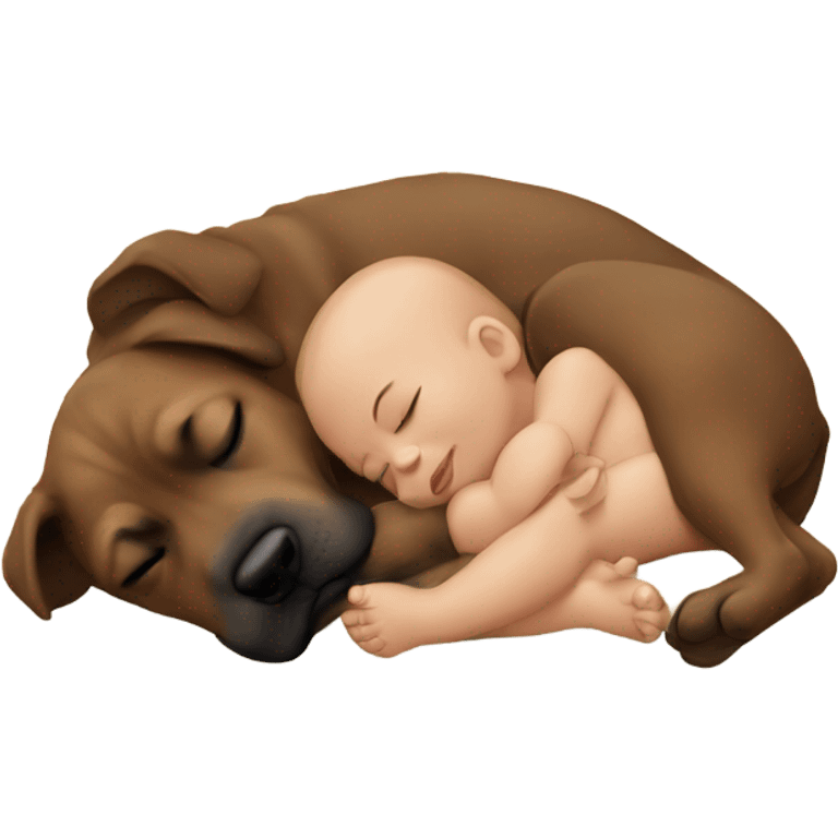 A baby sleeping by a dog  emoji