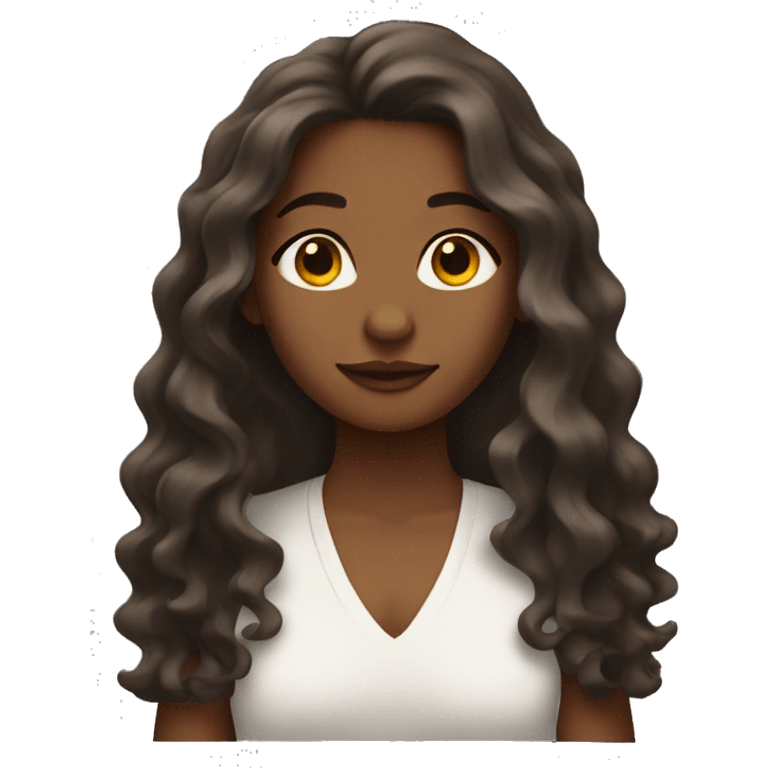 Solo brown girl with wavy long hair emoji