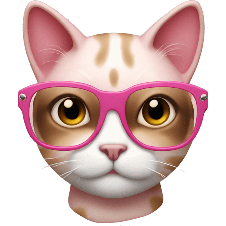 Pink cat with brown miu miu glasses  emoji