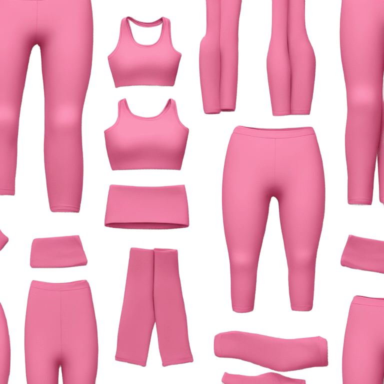 pink crop top and leggings set flat lay emoji