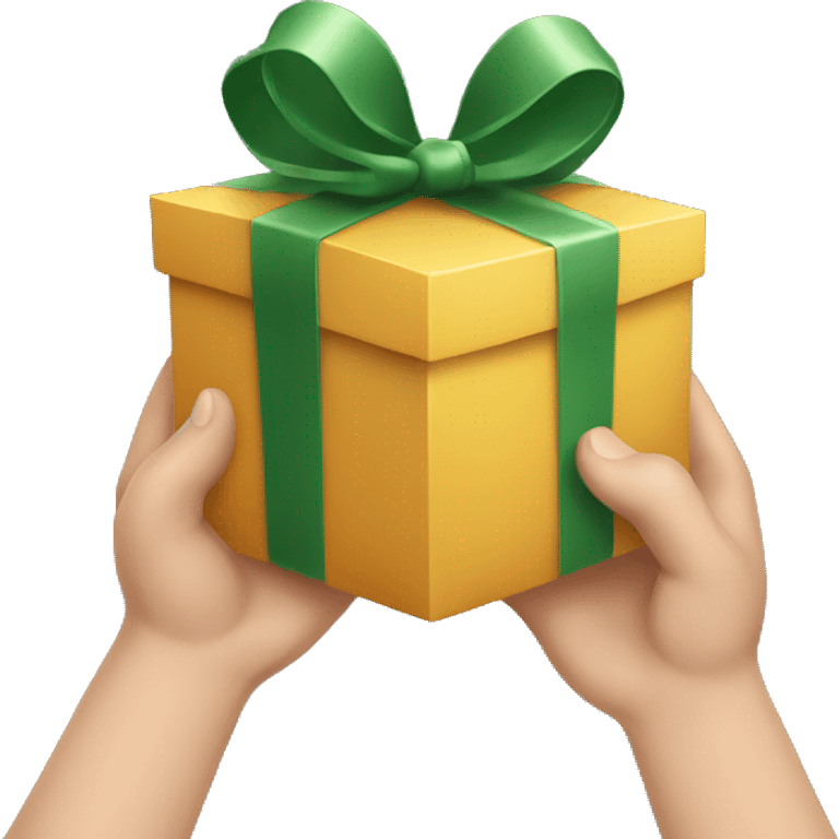 hand holding a Christmas gift box emoji