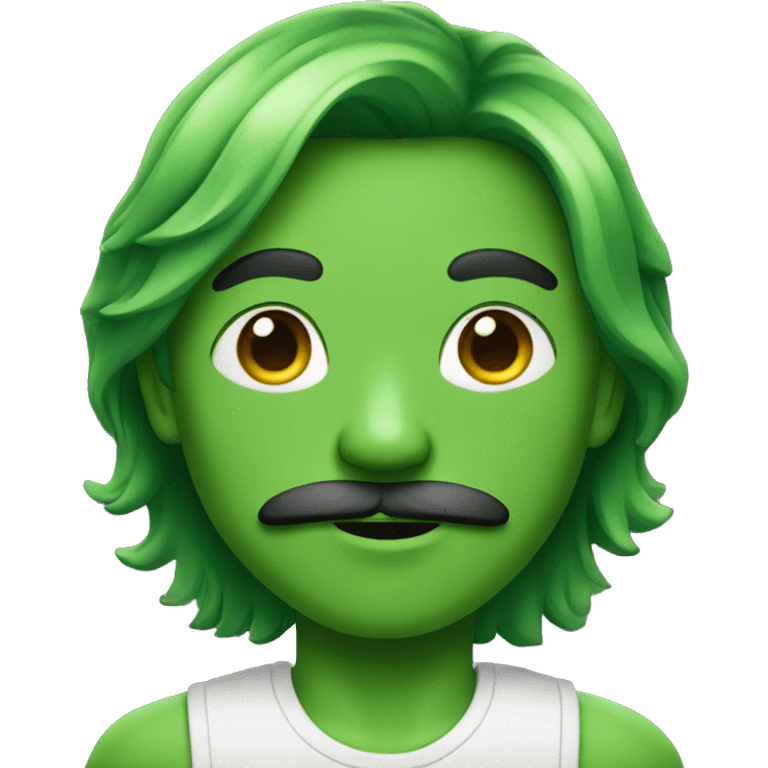 boy green skin with moustache and long hair emoji