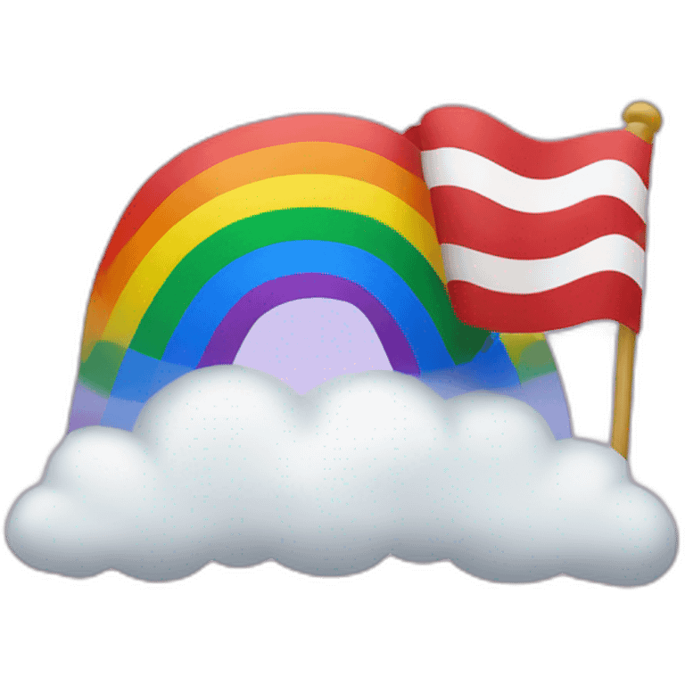 American Flag in front of a Rainbow emoji