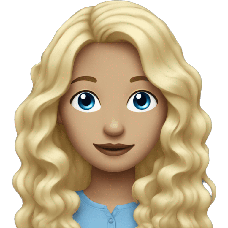 Blonde girl wavy hair blue eyes emoji